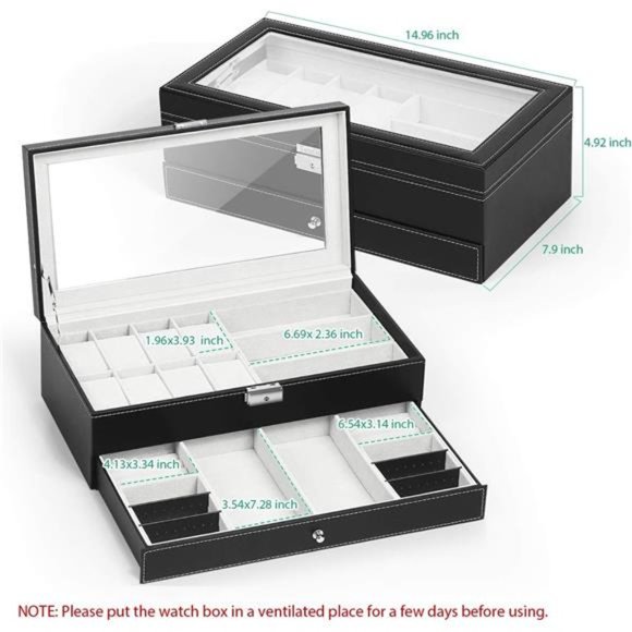 Watch Box Watch Case Organizer Holder Jewelry Box Drawer Sunglasses Display Case - Picture 3 of 6